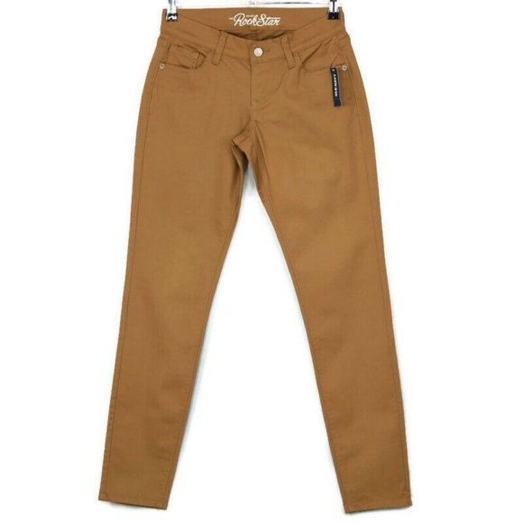 Old Navy Rockstar Skinny Jeans Pants Creme‎ Caramel Brown Stretch 2 x 30 - Picture 1 of 9